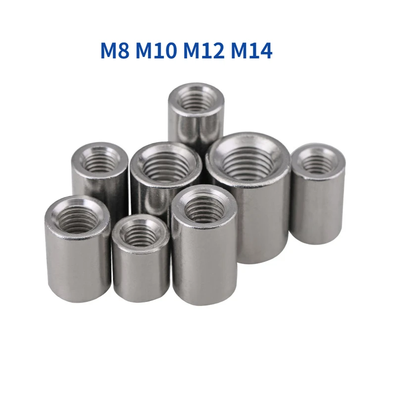 M8 M10 M12 M14 304 Stainless Steel Extend Long Lengthen Round Coupling Nut Connector Joint Sleeve Tubular Nut