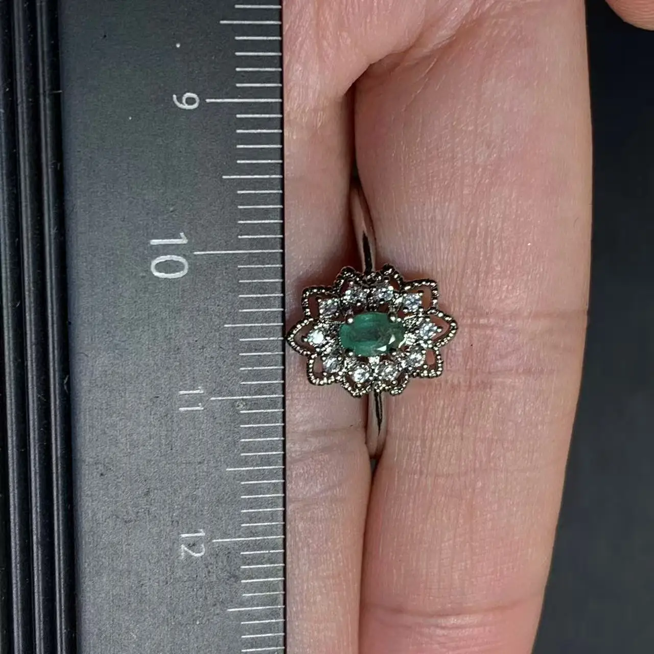 خاتم الزمرد الطبيعي قابل للتعديل خاتم كلاسيكي أنثى للنساء هدية بالجملة جودة عالية خمر غرامة #3