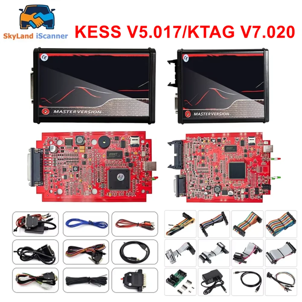 Online Unlimited EU Red Kess V5.017 KTAG V7.020 OBD2 Manager Remap Kit ECU Flash Programmer Tool ECU Chip Tool OBD2 Repair Kit