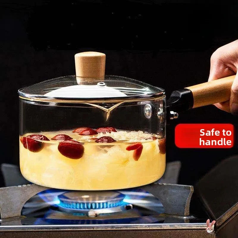 High Borosilicate Glass Pot Heat Resistant Stove Top Soup Making Multi Piece Set for Gas Stove Induction Cooker