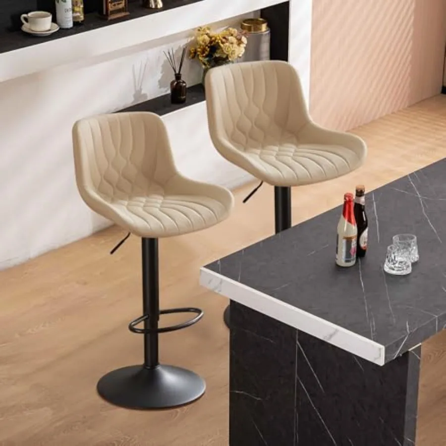 

Комплект из 2 современных барных стульев с регулировкой высоты, поворотные, для кухонной стойки, с подголовником, сиденья с обивкой из искусственной кожи, для кухни