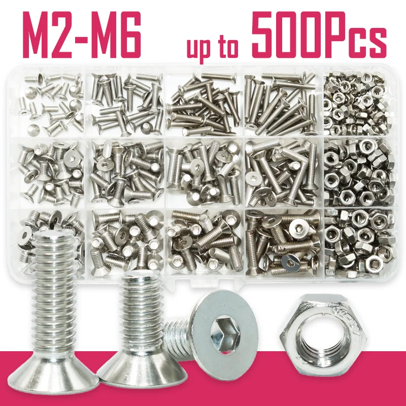 

Hexagon Hex Socket Countersunk Flat Head Screw Nut M2 M3 M4 M5 M6 Allen Bolts DIN7991 304 Stainless Steel Furniture Screws Nuts