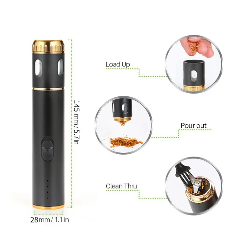 Portable Electric Cigarette Grinder, USB Charging, Aluminum Alloy, Tobacco Crusher, Cigarette Accessories