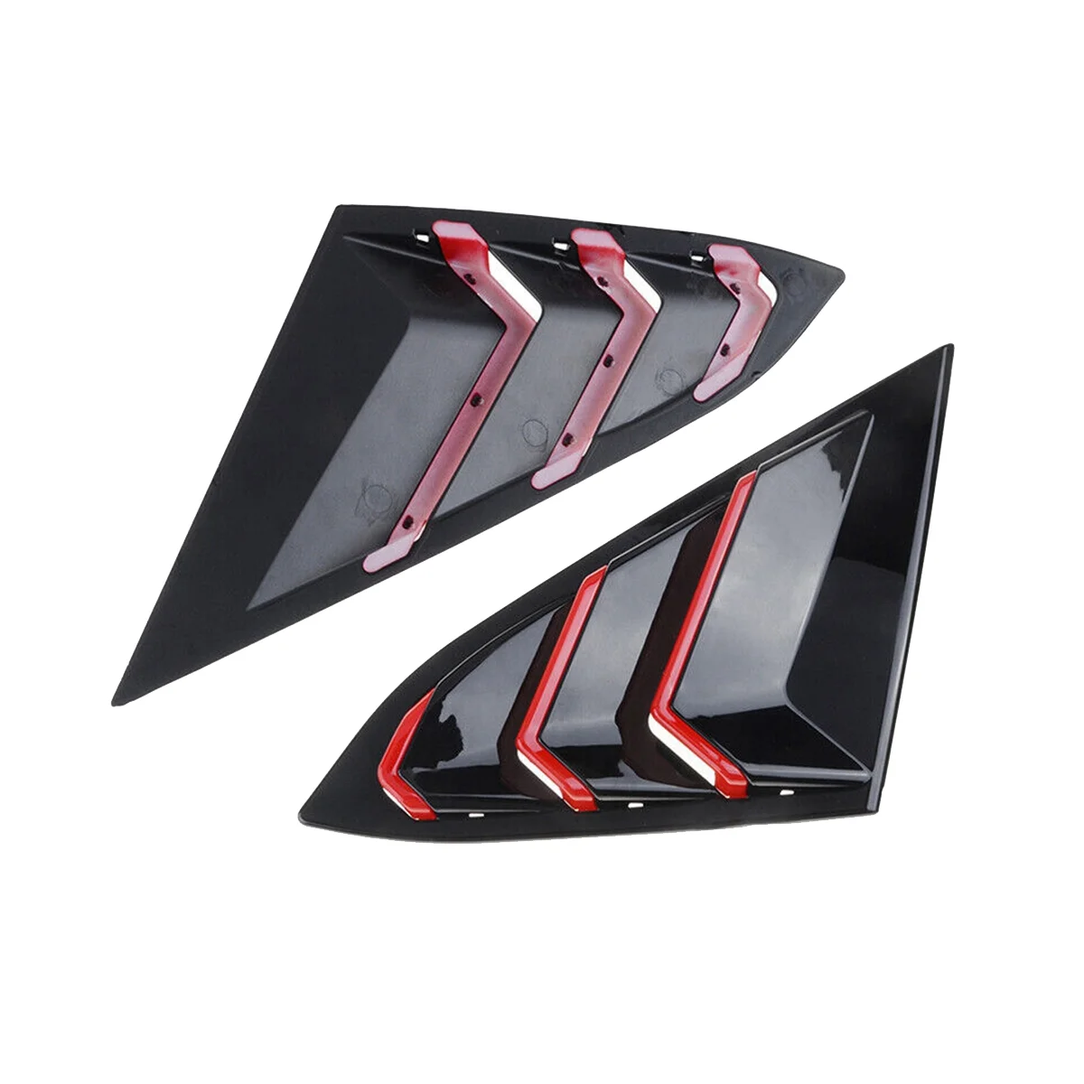 For Honda Civic 2016-2021 Sedan Rear Side Vent Quarter Window Louver Cover Triangular Window Trim Gloss Black Red