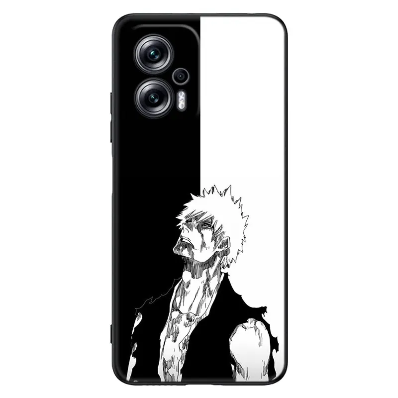 Anime Bleach Kurosaki Ichigo Black Phone Case For Xiaomi Mi POCO X4 X3 NFC X2 F4 F3 GT 5G C3 C31 C40 F1 M5 M5S M4 M3 M2 F2 Pro