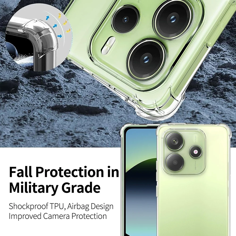 Transparente, stoßfeste Silikonhülle für Xiaomi Redmi Note 14 Pro Plus Pro+ 4G 5G, ultradünne Softshell-Rückseite RedmiNote 14 – Detail 2