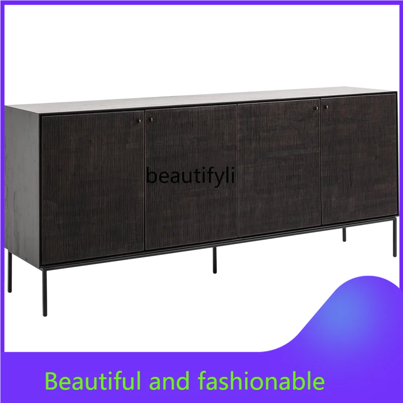 

Nordic Minimalist Sideboard Cabinet Modern Carved Solid Wood Furniture Vintage Cabinet Light Luxury Furniture Entrance Cabinet
