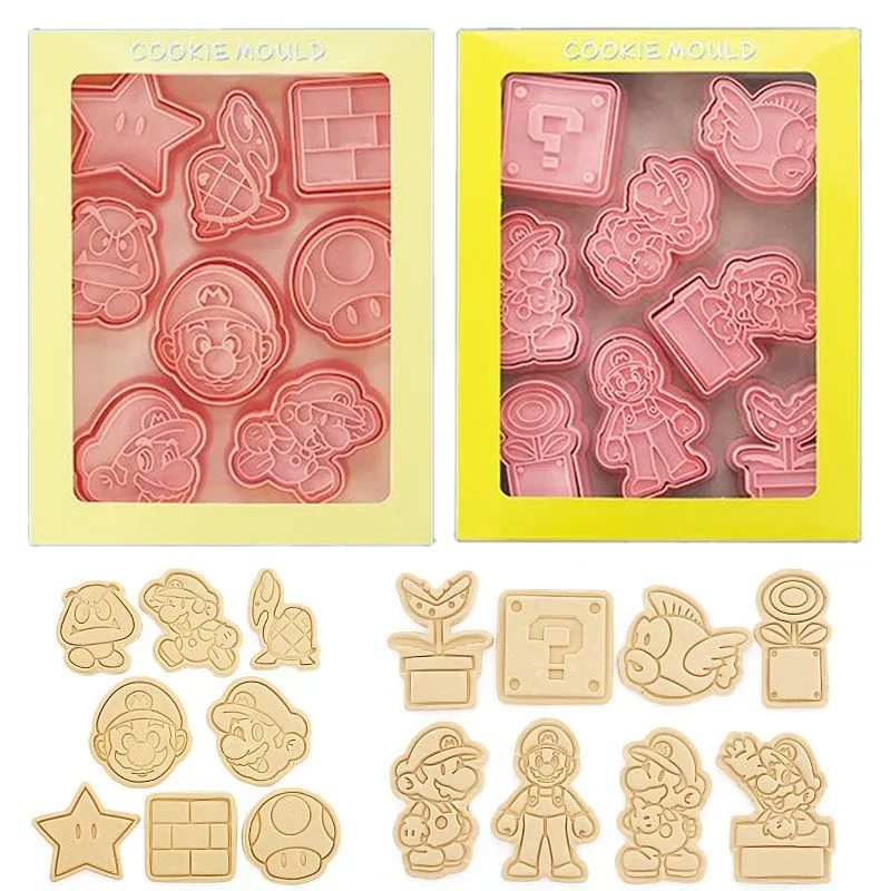 8 قطعة سوبر ماريو بروس قاطعة البسكوت الكرتون البلاستيك قالب البسكويت الضغط فندان كوكي ختم المطبخ الخبز المعجنات خبز #1