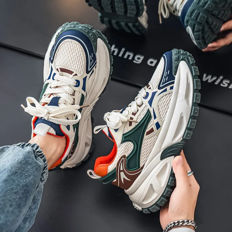 

Men's Mesh Breathable Low Top Thick Sole Casual Sports Shoes 2025 Autumn New Fashion Trend Versatile Comfortable Chunky sneakers