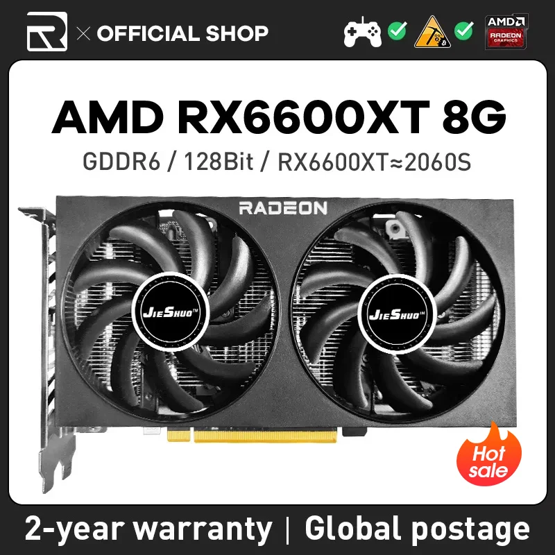 Amd-グラフィックカードrx6600xt,8GB,6600 x t,8GB gpu gddr6,128ビット,rx 6600xt,8GB,8GB,128ビット