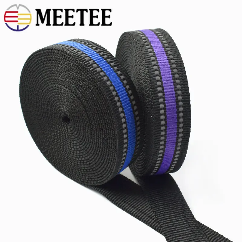 Meetee 10Meters Reflective Ribbon 15/20/25mm Webbing Tapes Shoulder Bag Strap Belt Clothes Dog Collar Luggage Sewing Accessories