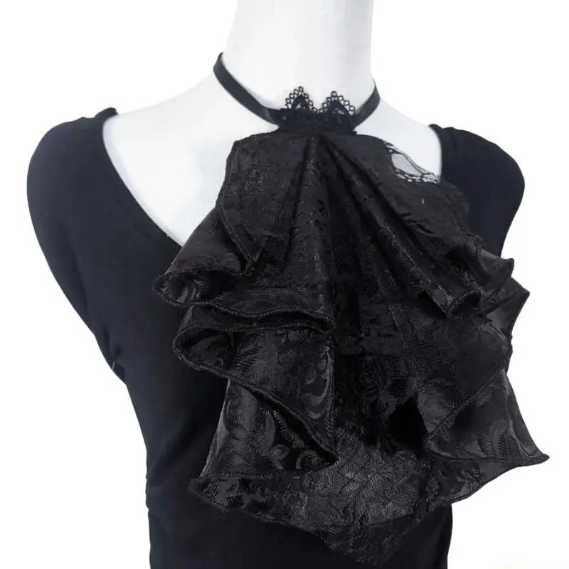 31BF Victorian Decorative Scarf Courtstyles Jabot Collar Multilayer Detachable Collar