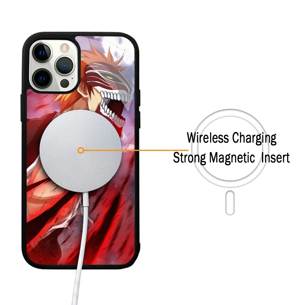 Anime BLEACH Kurosaki Ichigo Phone Case For IPhone 11 12 13 14 15 Plus Pro Max Mirror Acrylic For Magsafe Wireless Charging