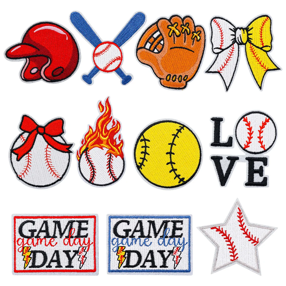 

Ball Embroidery Stickers Backpack Clothing Decoration Baseball Patch Patches Appliques Custom Iron on Transfers for Clothing Scp