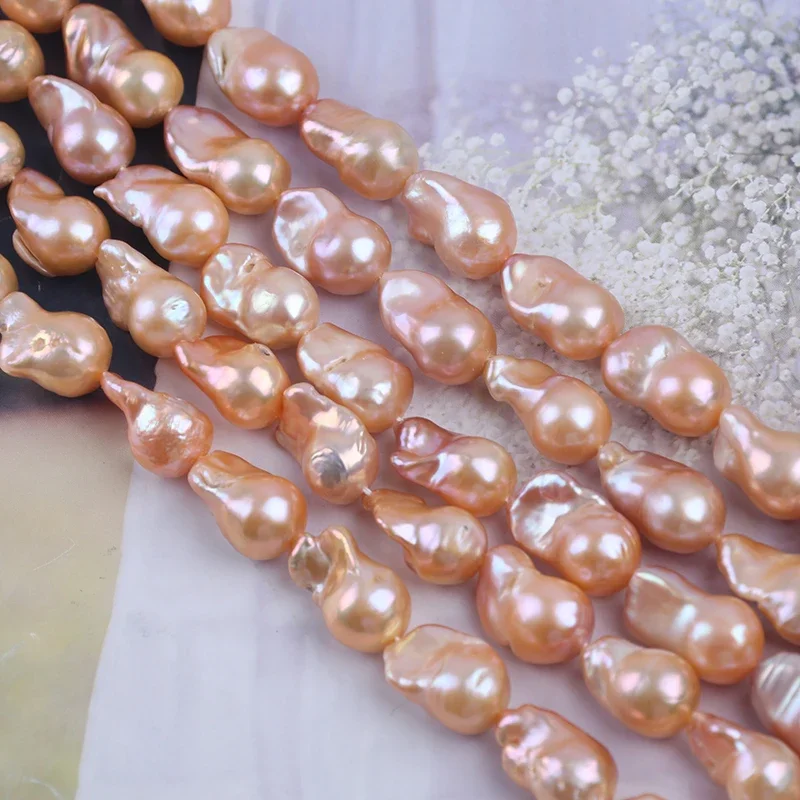 11-13mm Natural Pink Middle Size Fireball Shape Baroque Cultured Freshwater Pearl Strands For Jewelry Making