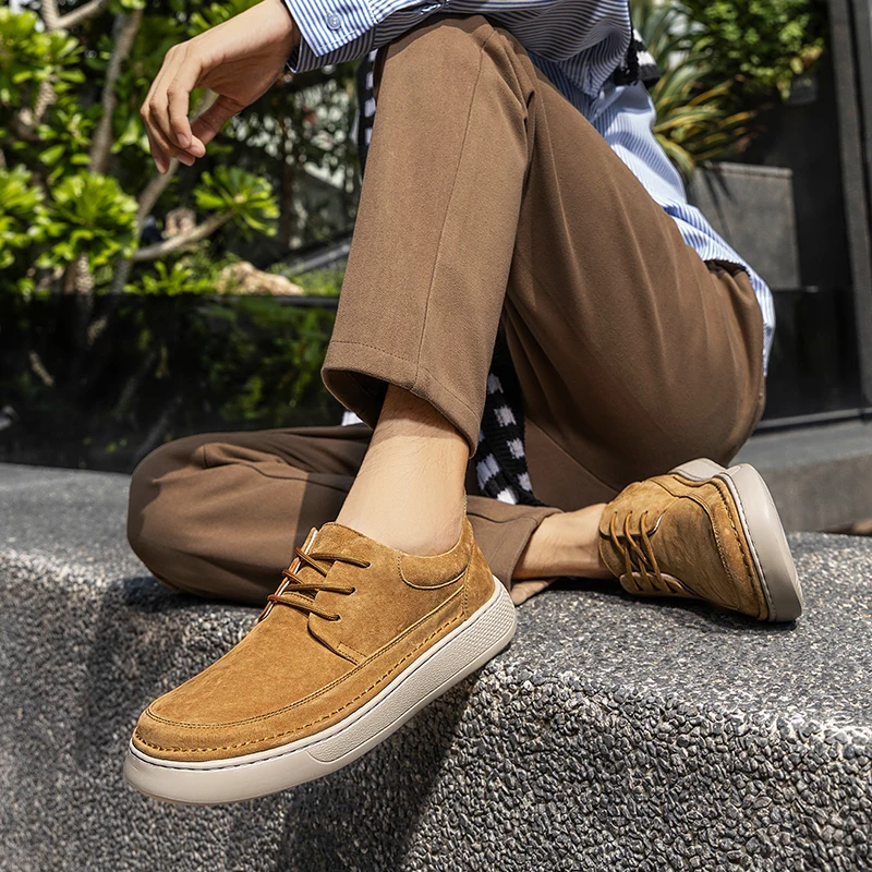 

Cow Suede Leather Mens Business Shoes Lace-Up Mens Driving Flats Classic Men Shoes Wedding Outdoor Men Fashion Sneakers
