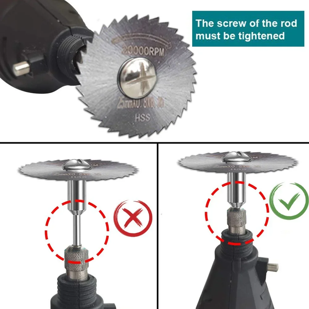 STONEGO 7Pcs/Set High Speed Steel Saw Blades with Mandrels - 22mm-50mm Diameter, 3.2/6.0mm Shank Saw Blade Set for Rotary Tool