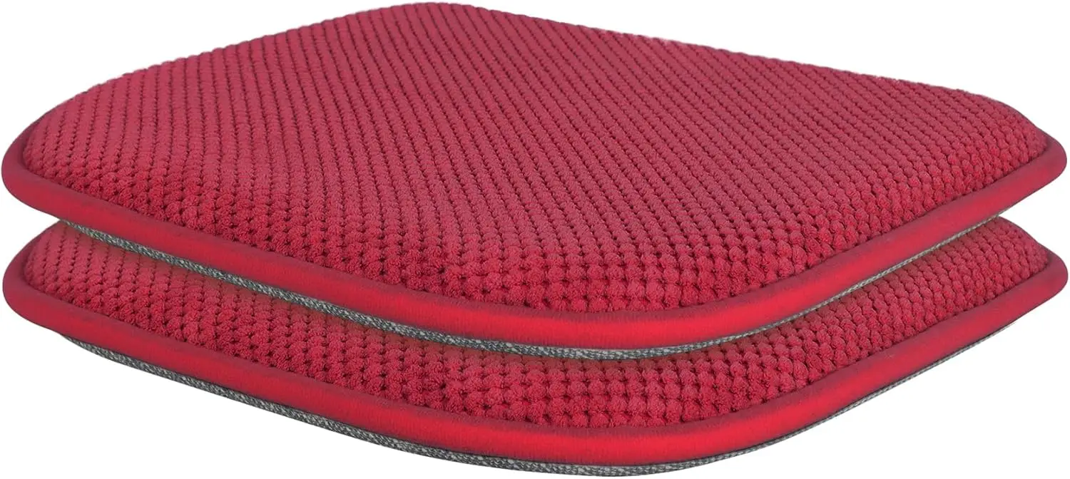 

Red Memory Foam Chair Pads, 2 Pa D-Shaped Seat Cushions For Dining Office Chairs, 17"" X 15"", Nonslip