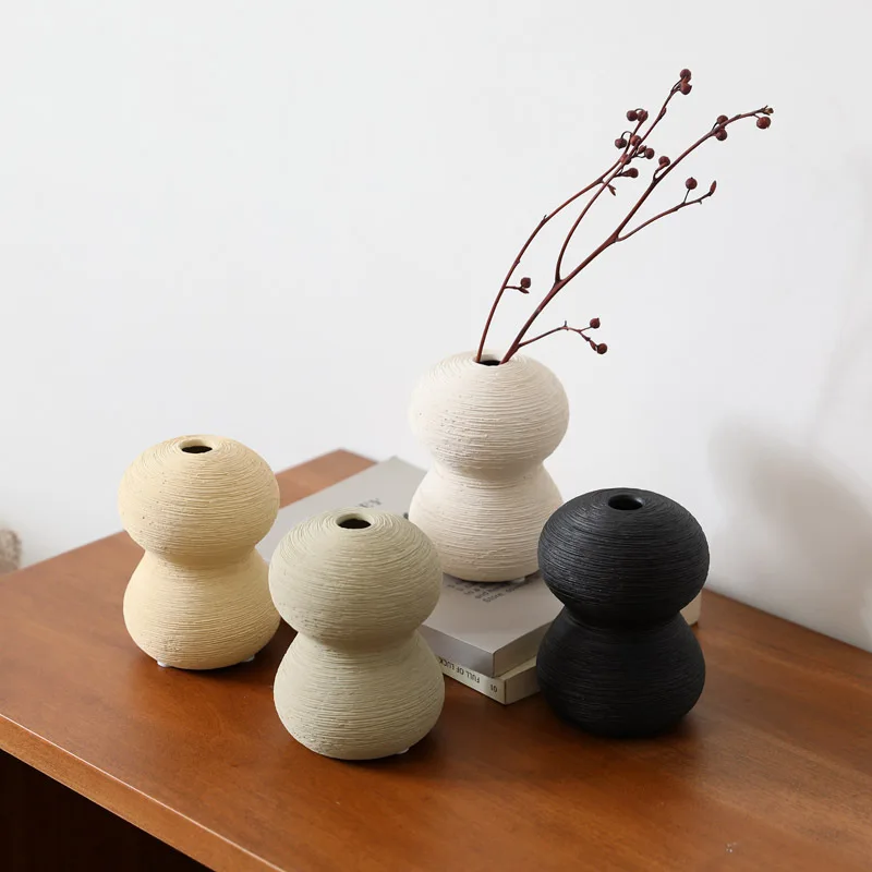 

Mutihome Wabi Sabi Style Minimalist Plain Fired Brushed Ceramic Small Vase Decoration Living Room Dried Flower Arrangement Vase