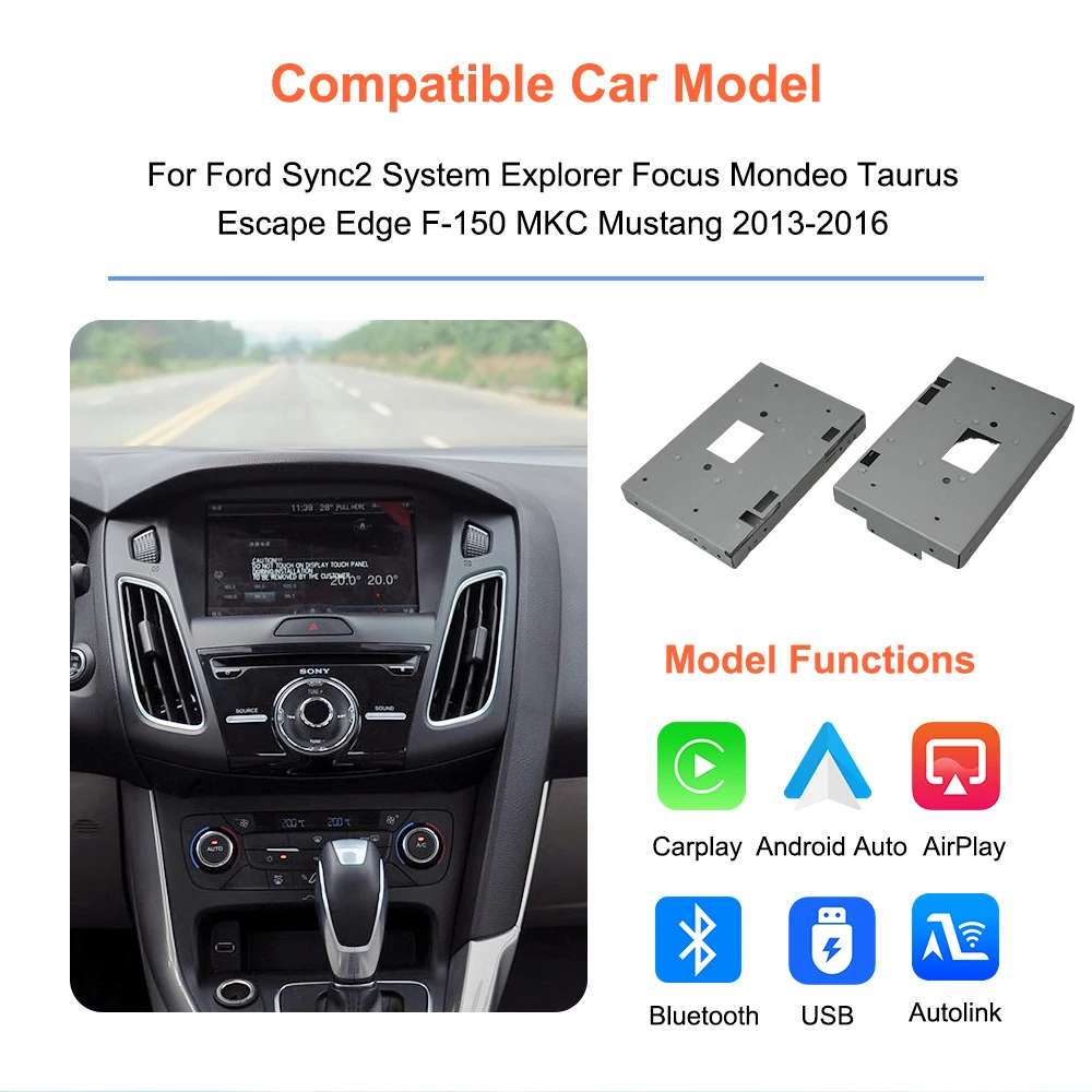 AUTOTOP Wireless Carplay Android Auto Module Box For Ford Sync2 System Compatible With Explorer Focus Edge F-150 Taurus Escape 2013-2016 With Bluetooth Autolink