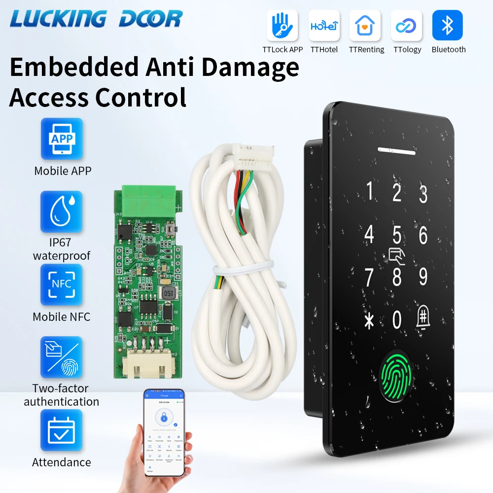 SR1055 NFC TTLOCK Embedded IP67 Fingerprint 13.56Mhz Keypad Door Lock Self Defense Safe Home Access Control Kit Smart Door lock