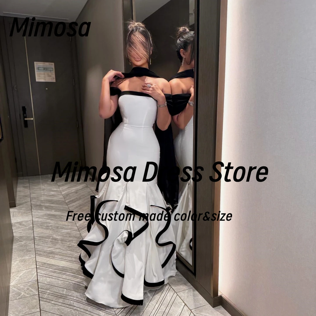 Mimosa Contrast Color Prom Dresses 2025 Strapless Off Shoulder Vestidos Des Fiesta Long Ruffles Evening Party Gowns Customized