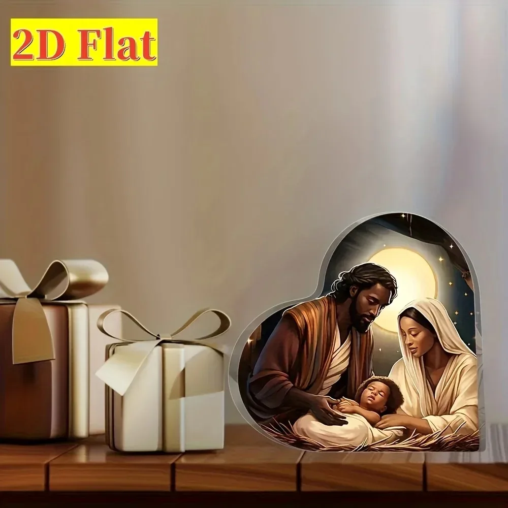 CIFBUY Acrylic Wall Art African American Nativity Scene 2D Plaque Religious Home Decor Ornament Tabletop Decoration Gift