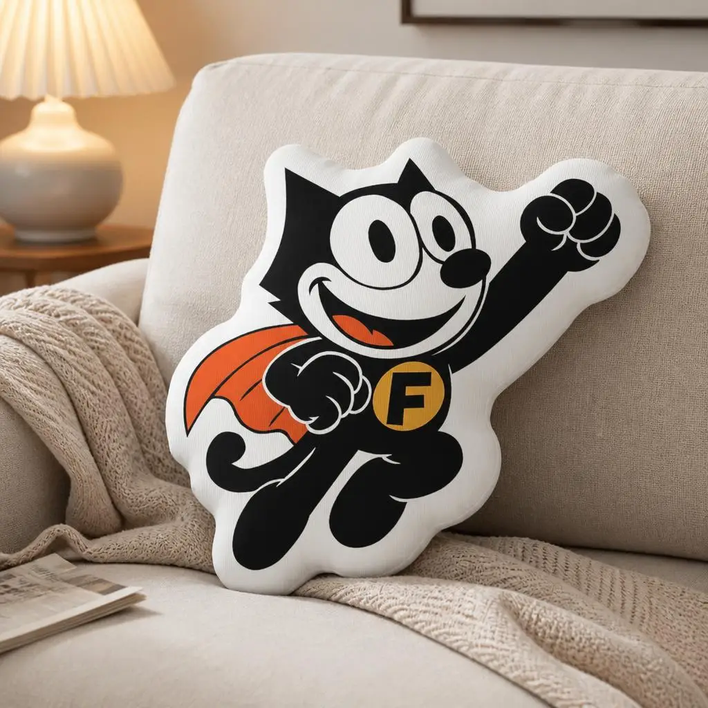 Felix the Cat to the Rescue Shaped Stuffed Throw Pillow Cartoon Superhero Cushion Retro Comic Home Decor Sofa Accent Art