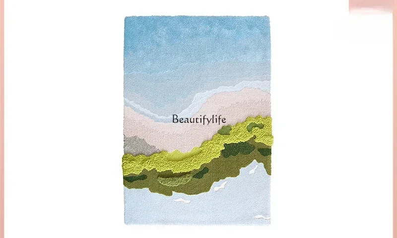 01Handmade light luxury creative carpet wool bedroom bedside blanket Maldives