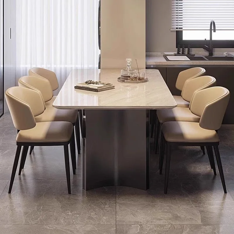Cary ice jade luxury stone dining table high sense rectangular square table marble dining table and chairs 2026