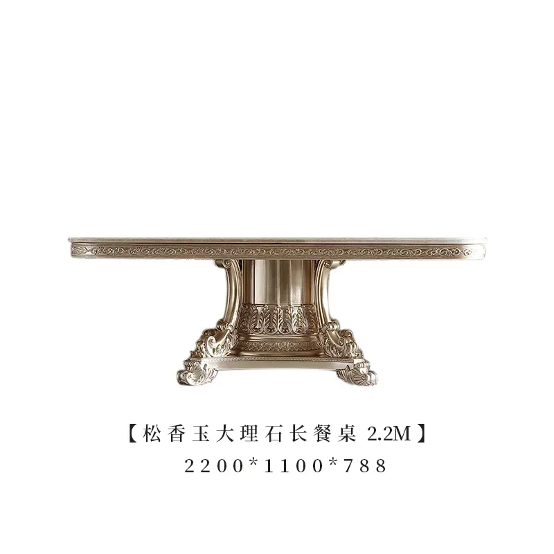 French Luxury Solid Wood Carved Long Table European Style Court Classical Beech Rectangular Dining Table