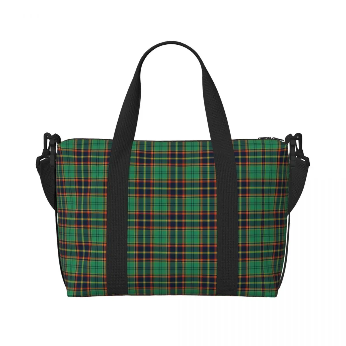 Custom Antrim ไอริช Tartan Beach Tote กระเป๋าผู้หญิงขนาดใหญ่พิเศษ Gym พกพาเรขาคณิตลายสก๊อต Gingham Travel Shopping กระเป๋า