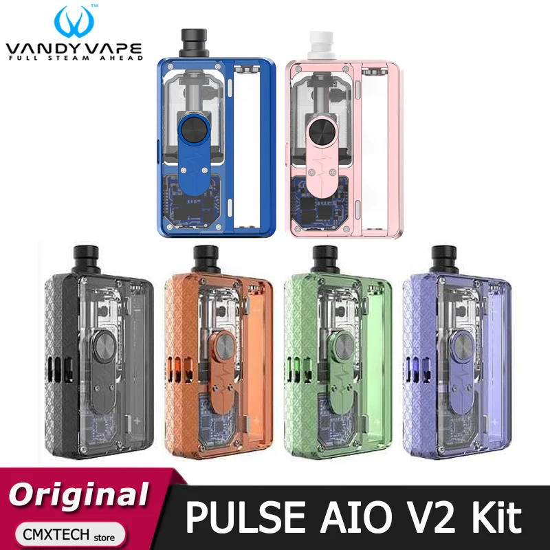 Original Vandy Vape Pulse AIO V2 Kit 80W Box MOD Vape with 6ML RBA Pod Cartridge IP67 PCBA Board Electronic Cigarette Vaporizer