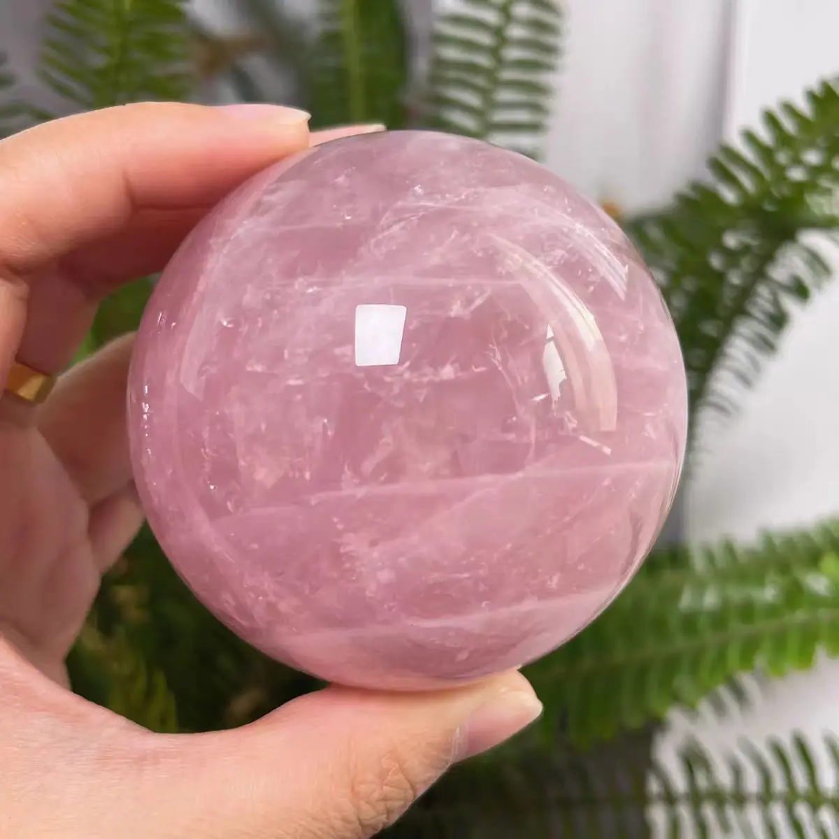 Natural Rose Crystal Quartz Energy Sphere, For Spiritual Healing, As a Decoration For Home Aquarium, For Purification And Medita