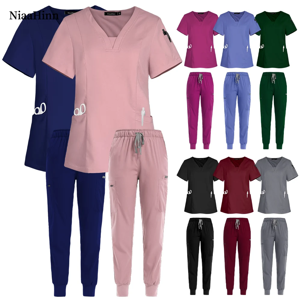 Niaahinn Hot Sell Surgical Suits Medical Top Pants Nurse Uniform Scrub Hospital Uniform High Quality Nursing Uniforms Scrubs Set