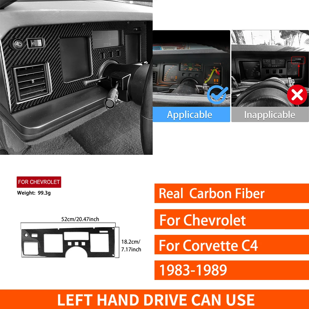 For Chevrolet Corvette C4 1983-1989 Real Carbon Fiber Stickers Dashboard speedometer panel Car Accessories Interior decorative