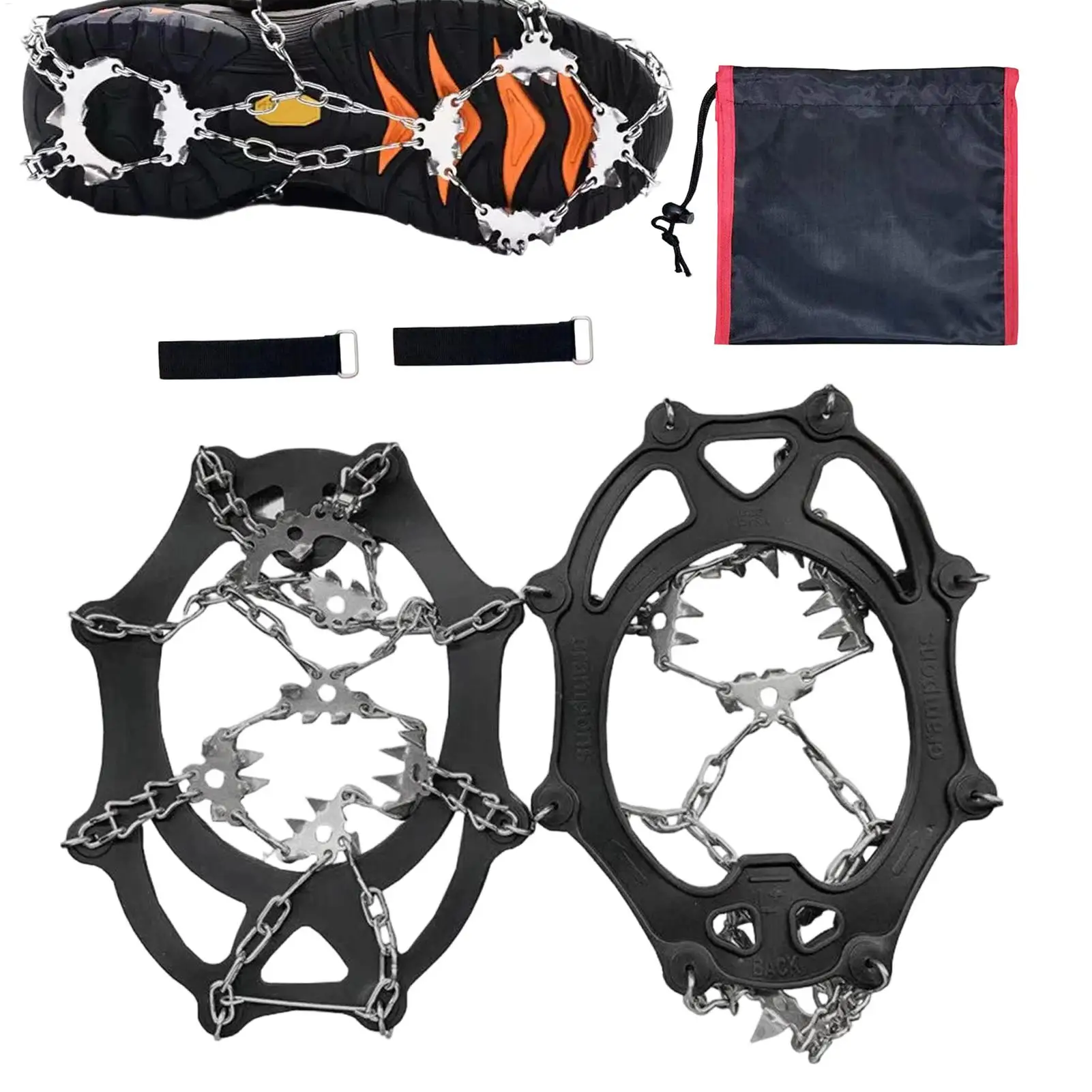 

Anti-Slip Spikes Ice Cleats for Boots 19 Teeth Traction Snow Crampon for Shoes for Women Men Hiking Climbing Fishing Winter