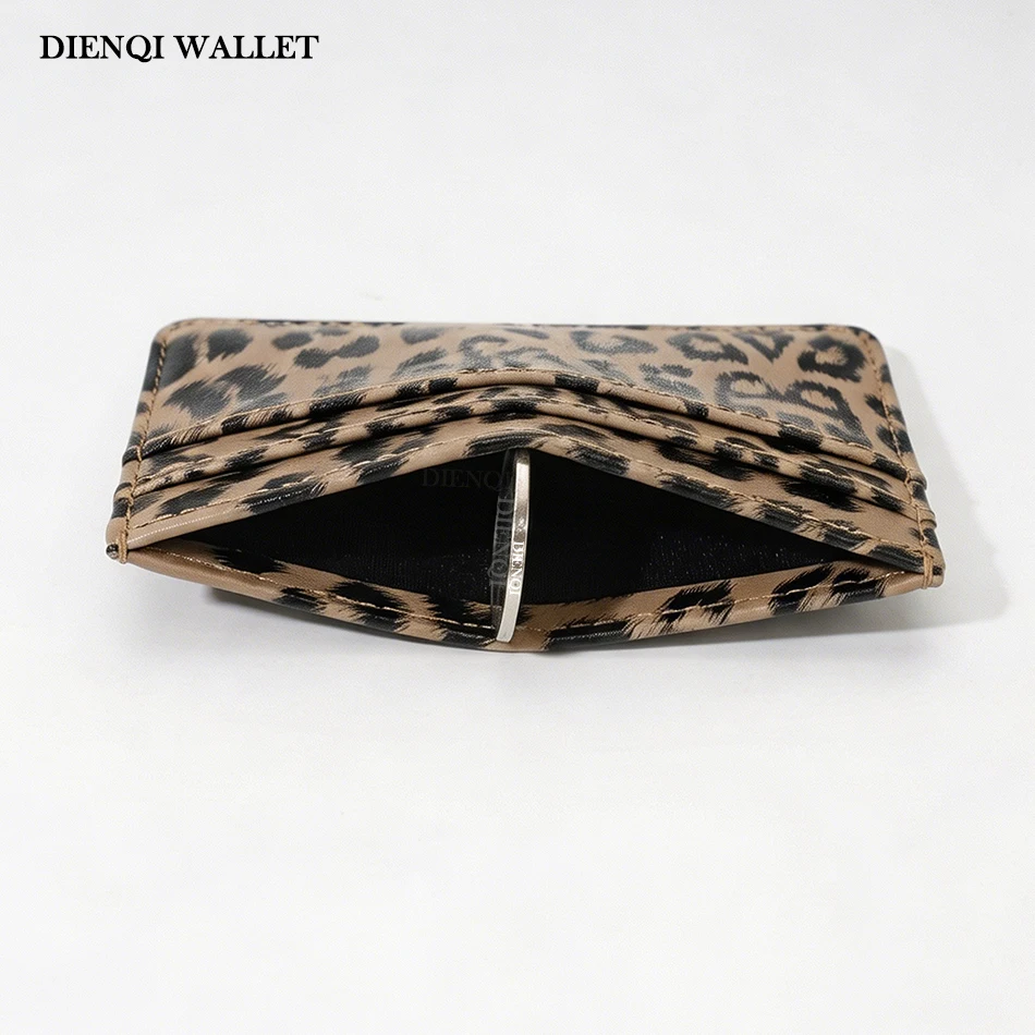 Luxury Leopard Texture Pu Leather Business Card Holder for Women Slim Wallet Fashion Credit Visit Card Case Porte Carte Visite