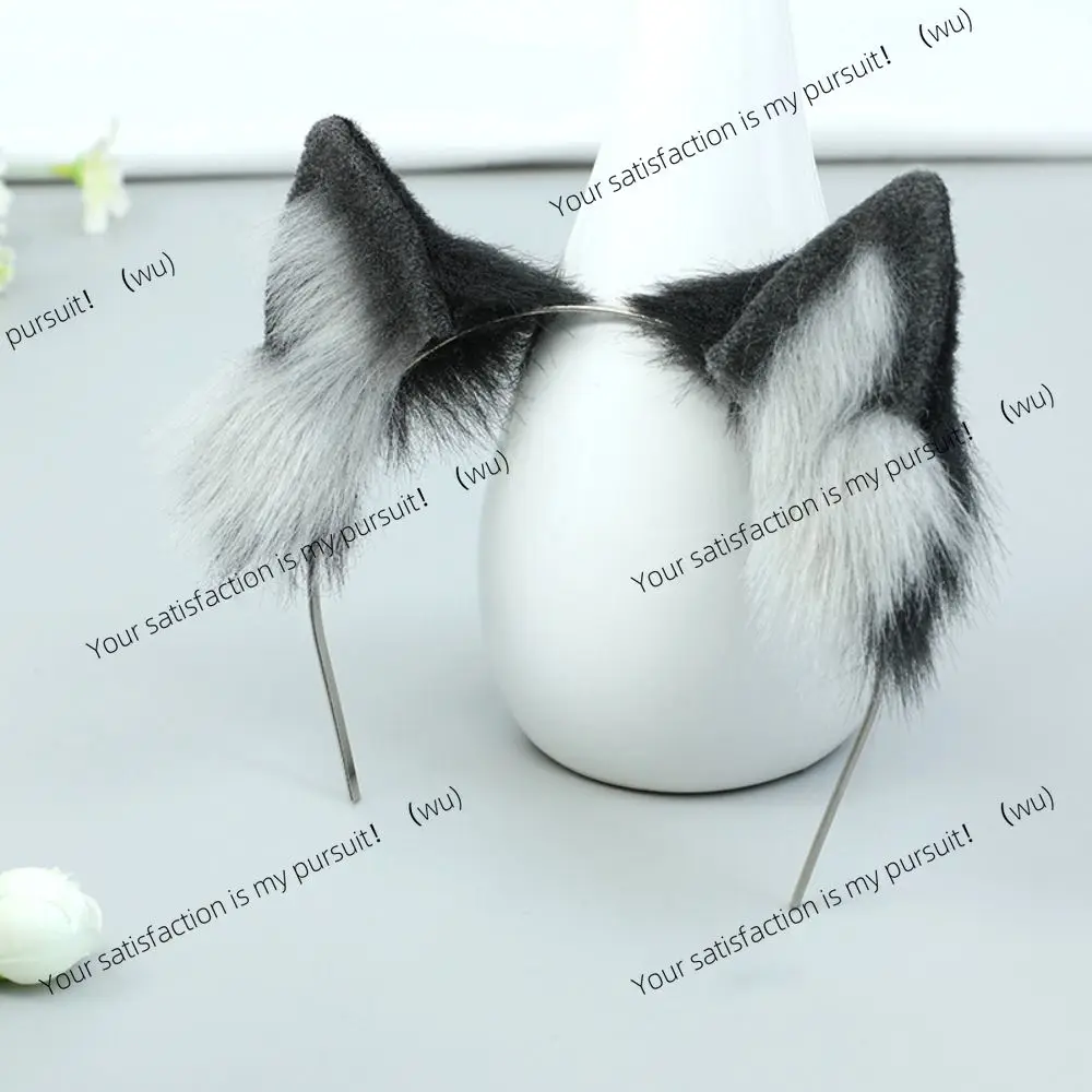 ZOCI-20Cm headband, plush doll headgear, black and white cat and wolf ears, even soft headgear, for cotton dolls