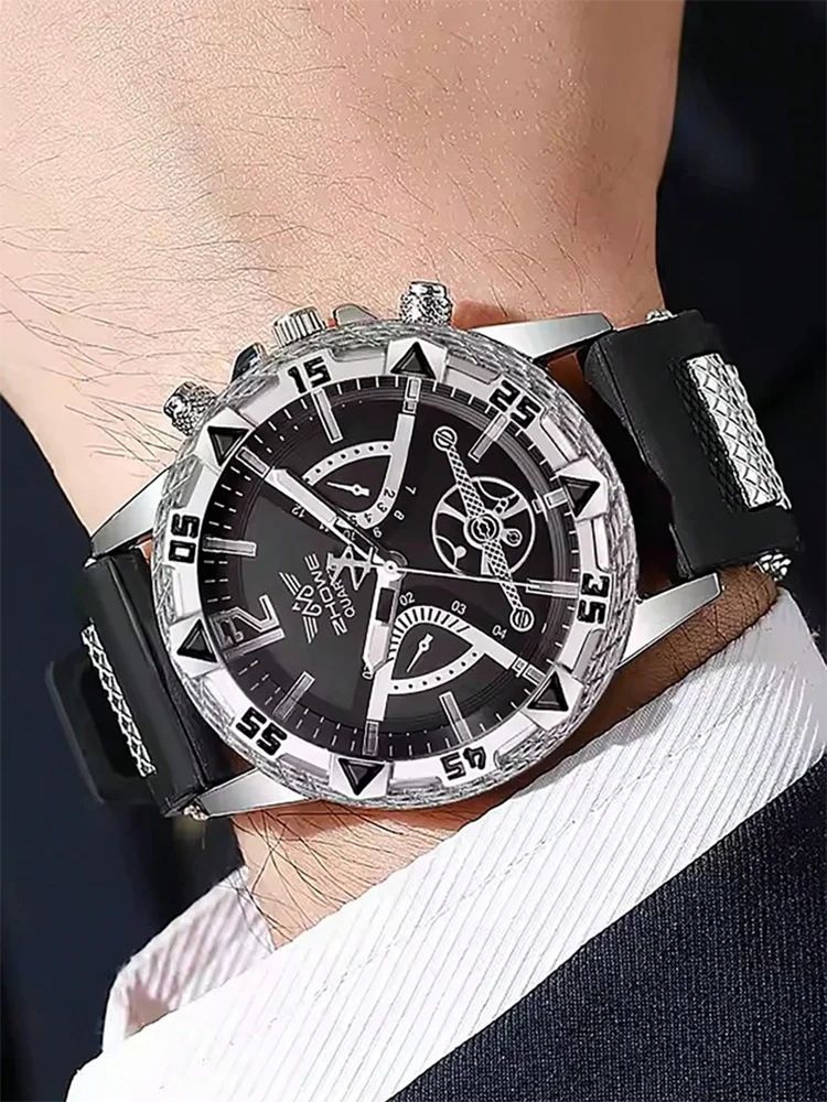 ساعة يد كوارتز بسوار سيليكون كاجوال للرجال (الصندوق غير متضمن) #3