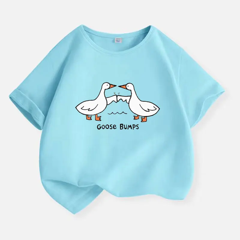 New 2025 Summer Casual Children's Goose Brother Korean T-shirt Boys T Shirt Boys Clothes Print Cotton T Shirts Kids Clothes