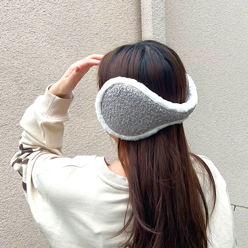 Earmuffs à prova de vento para o inverno, máscara facial de pelúcia, aquecedor de orelha, proteção, cor sólida