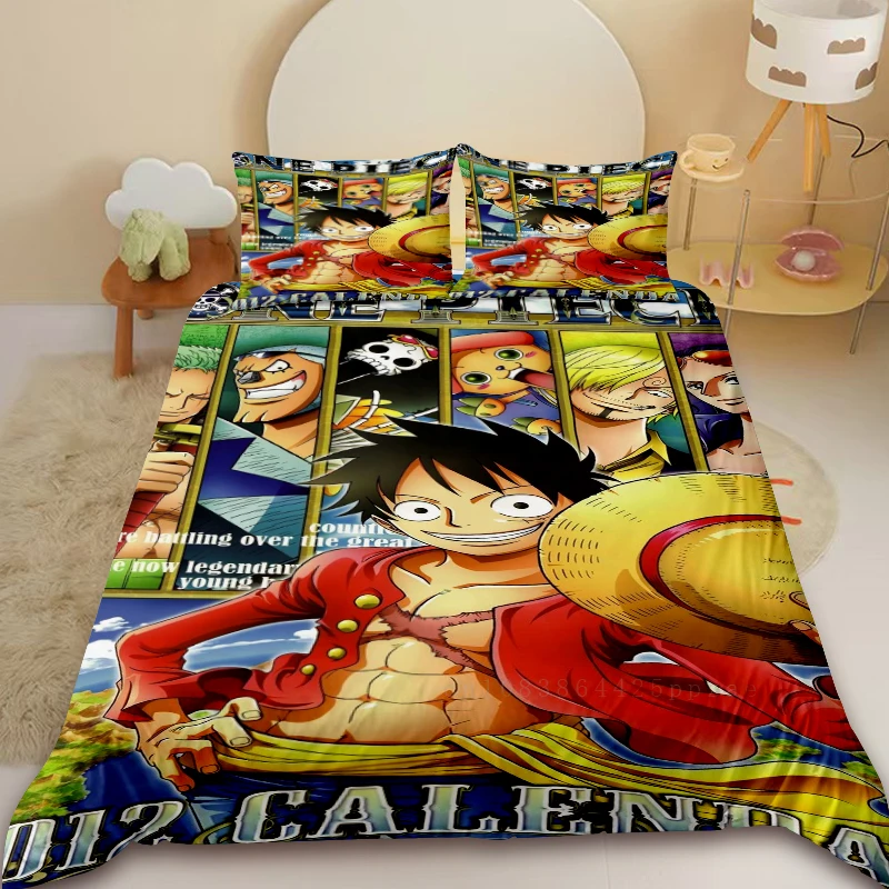 

Teens One Piece Duvet Cover Set Luffy Cartoon Bedding Set Quilt Cover Full King for Bedroom Decor Best Gifts