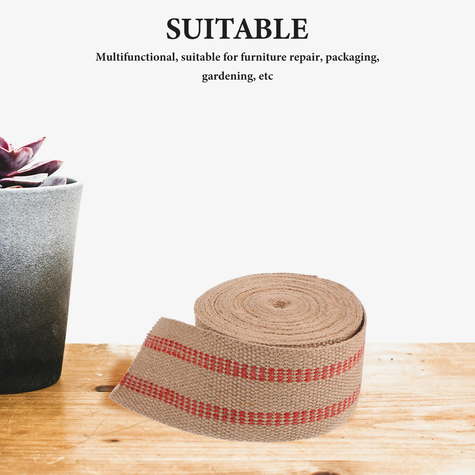 

Red Striped Jute Webbing Ribbon Chairs Fabric DIY Bow Burlap Wrapping Craft Tie Banquet