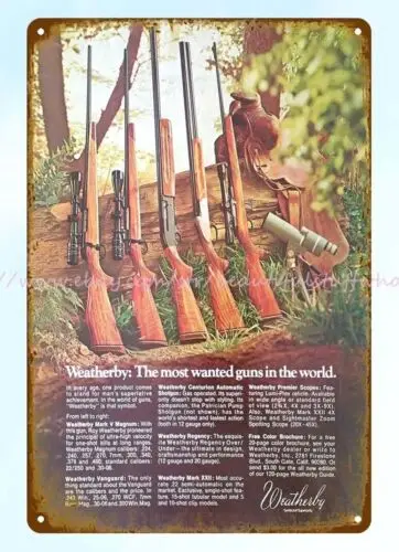 1976 Weatherby Mark V Magnum shotgun gun ammo firearm hunting metal tin sign