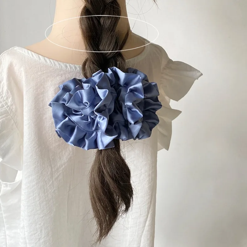 2024 Fashion Satin Pleated Multi-layer Scrunchie Headdress Creative Design Korean Colored Oversized Hair Ties Hair Accessories