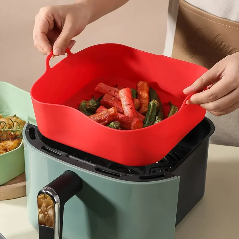 Air Fryer Silicone Pot Thickness Reusable Silicone Square Air Fryer Liner Replaces Parchment Liner Paper Air Fryer.