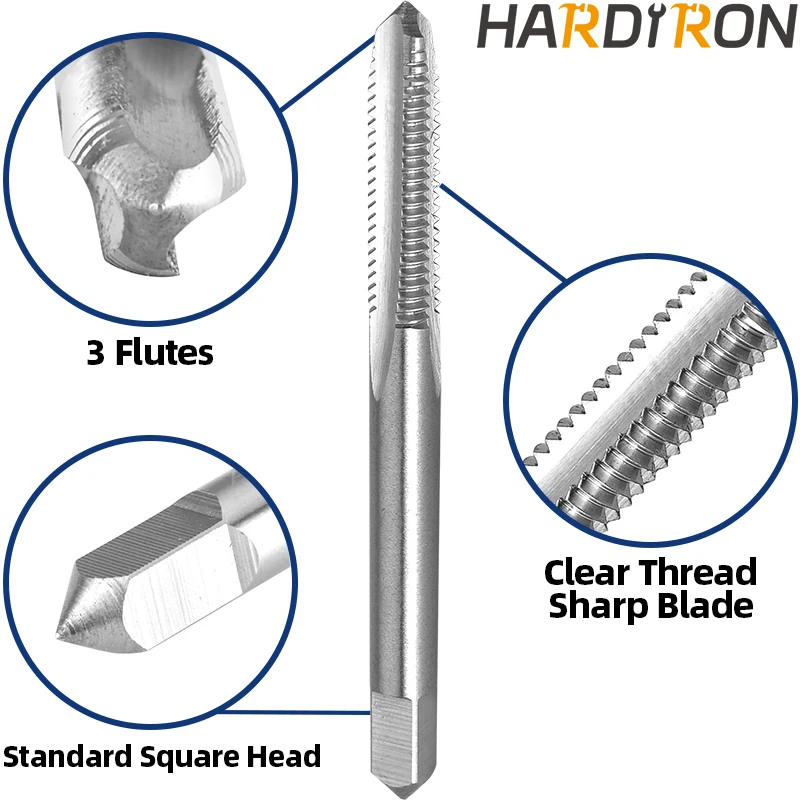 Grifo de rosca de máquina Hardiron M4.5X0.5, mano derecha, HSS M4.5 x 0,5, grifos rectos estriados