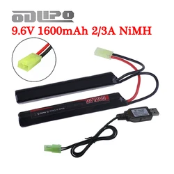 Batteria 9.6V 1600mAh Butterfly Nunchuck NIMH compatibile con Mini Tamiya per pistole softair M4 G36 M110 SR25 M249 M240B