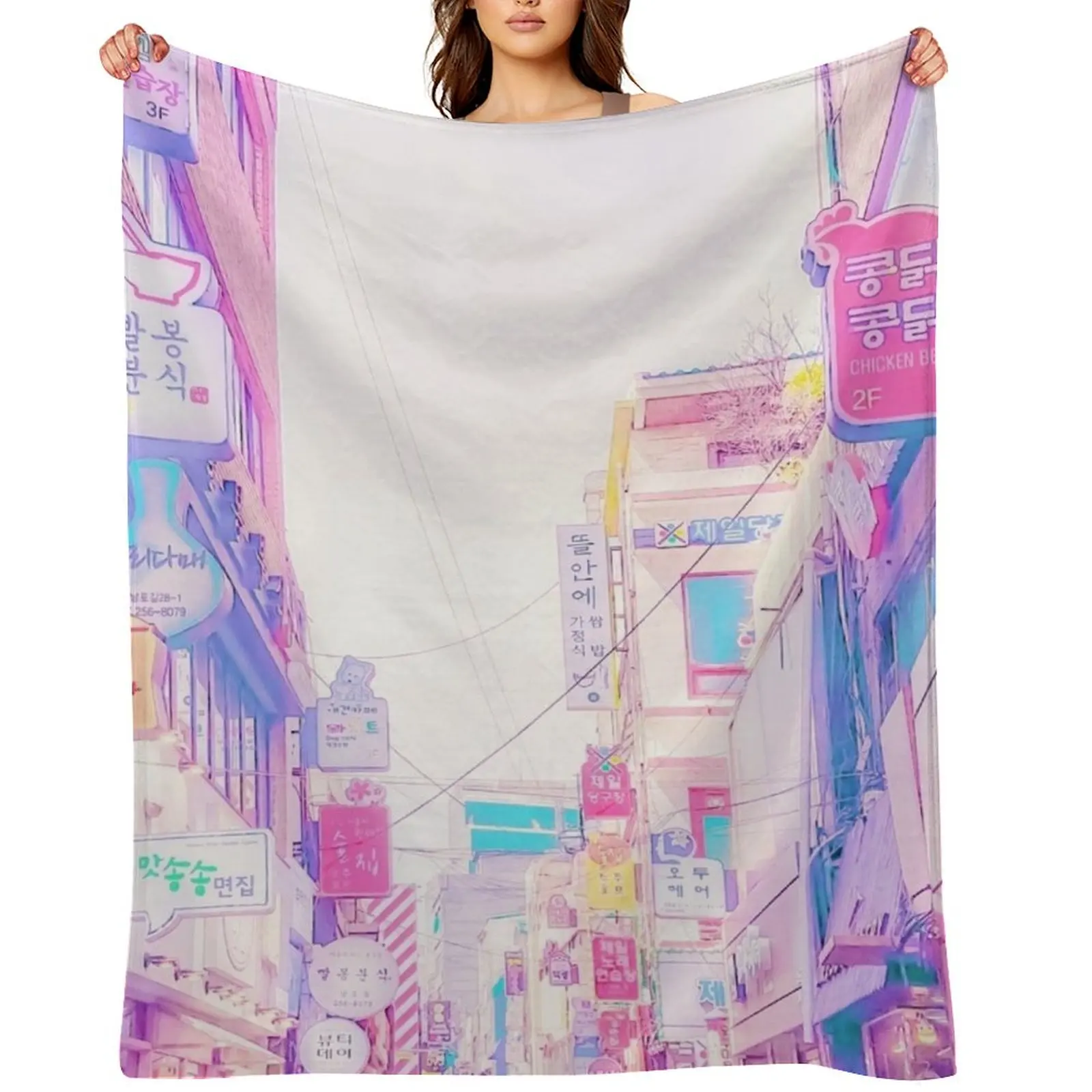 

Anime Seoul (Vaporwave Edition) Throw Blanket Giant Sofa Sofa Camping Furrys Blankets